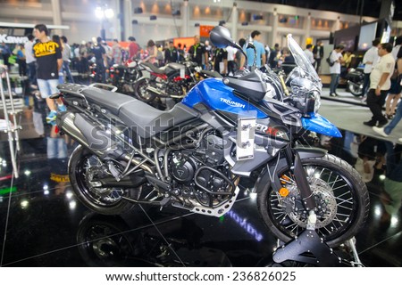 NONTHABURI - DESEMBER 4 :TRIUMPH  motorcycle  on display at MOTOR EXPO 2014 on  Dec 4,2014 in Nonthaburi, Thailand.