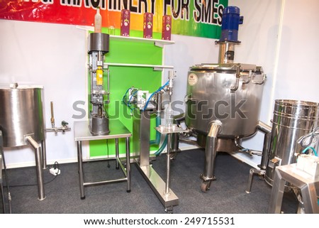 BANGKOK ,THAILAND - JANUARY 31: A plastic bottle ready to be filled on a bottling line at Made in Thailand in Focus 2015, on January 31, 2015 in Bangkok, Thailand.
