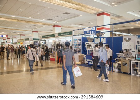 BANGKOK ,THAILAND - JUNE 20: Unidentified people interresting with \
sale promotion in PROPAK ASIA 2015, on JUNE 20, 2015 in Bangkok, \
Thailand.