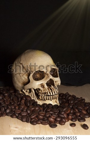 skull with coffee beans