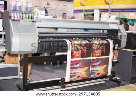 BANGKOK ,THAILAND - JULY 11:  Digital textile printer at Garment \
Manufacturers Sourcing Expo 2015 (GFT 2015) , on JULY 11, 2015 in \
Bangkok, Thailand.