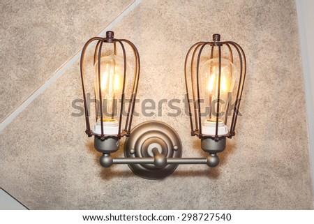 BANGKOK ,THAILAND - JULY 18: Decorative antique style light bulbs  control light with internet in Engineering Expo 2015 , on JULY  18, 2015 in Bangkok, Thailand.