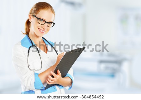 friendly doctor with a stethoscope waiting for patients