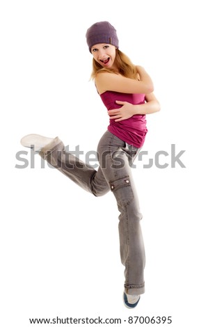 young female dancing jazz modern dance