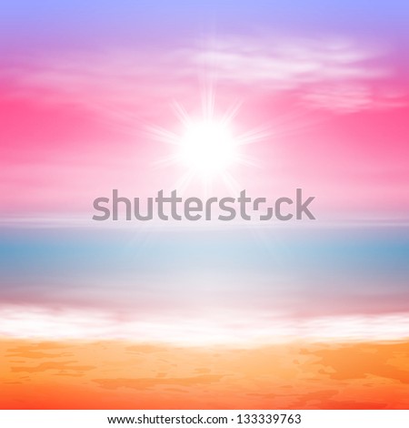 Sea sunset with bright sun. Raster version of the loaded vector.