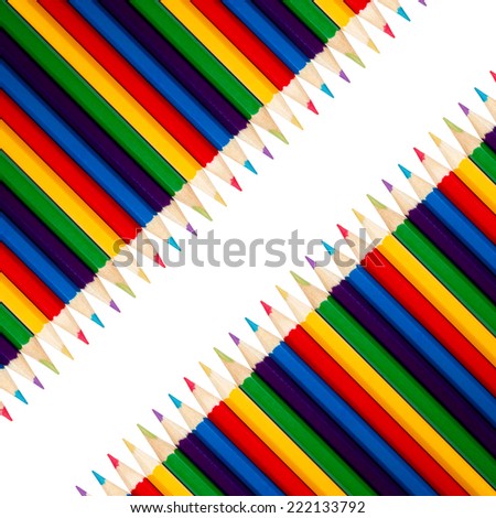 Color rainbow pencils isolated on white background with place for text. Back to school.