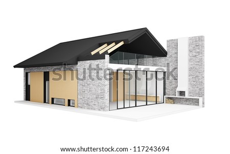 Small modern house isolated on white. 3D computer generated image XXXL size.