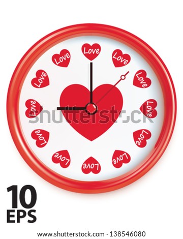 Clock With Hearts. Isolated On White. Vector - 138546080 : Shutterstock