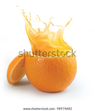Orange juice splashing isolated on white Orange juice splashing isolated on white