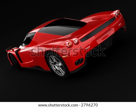 stock photo Red Ferrari Enzo on a black background