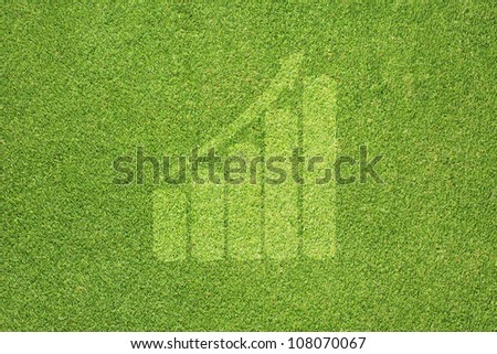 Graph icon on green grass texture and  background
