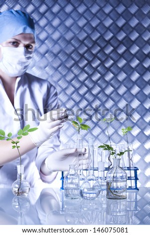 Science experiment with plant laboratory
