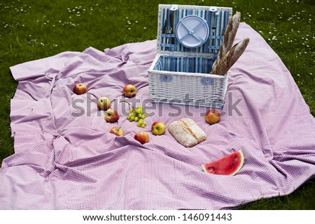 Picnic basket with fruit