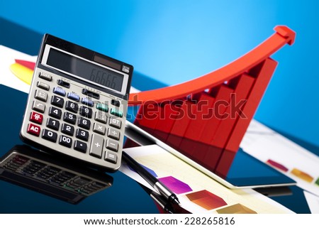 Financial graph, calculator and chart