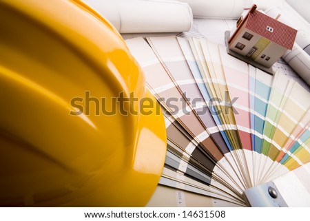 Color samples for selection with house plan