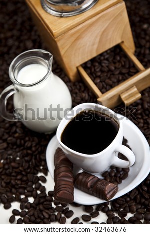 Cup of coffee and milk