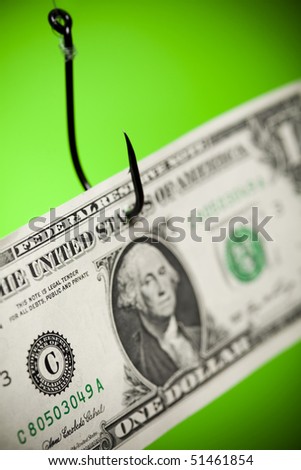Dollar sign on piece of paper on hook