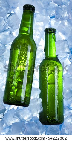 Cold beer bottle, ice beer