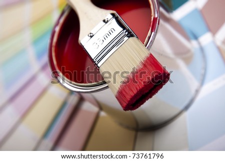 Colorful background, Paint brush and paint