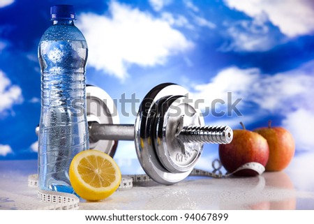 Dumbbells, fresh food,Fitness