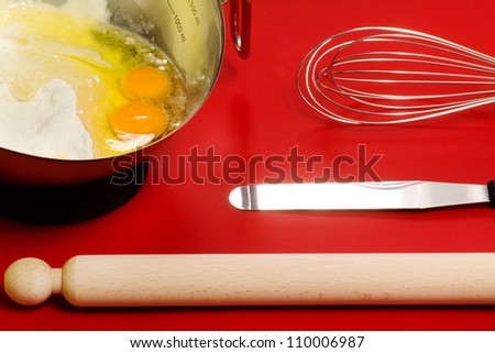 cake mixture and confectioner utensils