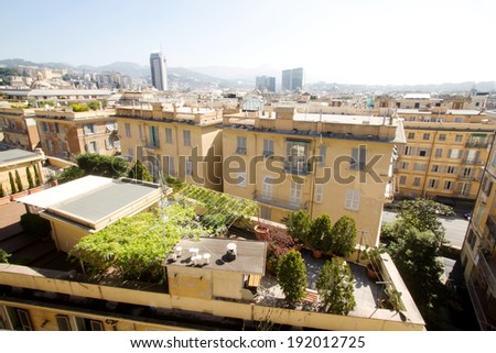 GENOA, ITALY - APRIL 9, 2014: Roof with private garden  in the center of the city