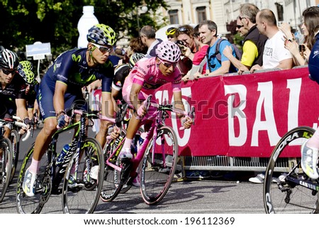 TRIESTE, ITALY - JUNE 1:The winner Nairo Quintana wearing pink jersey during  the  final stage of 
