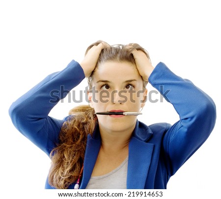 stressed employee over white background