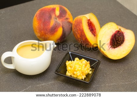 peach fruit, pulp and peach cream for some gourmet recipe
