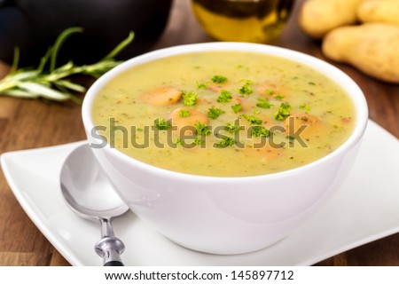 Homemade potato soup with weenies