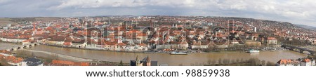 Panorama of a city in Germany with an overcast sky