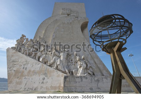 LISBON, PORTUGAL - JANUARY, 24: Close up of the Monument to the Discoveries on January 24, 2016 in Lisbon, Portugal. The monument celebrates the Portuguese Age of Discovery.