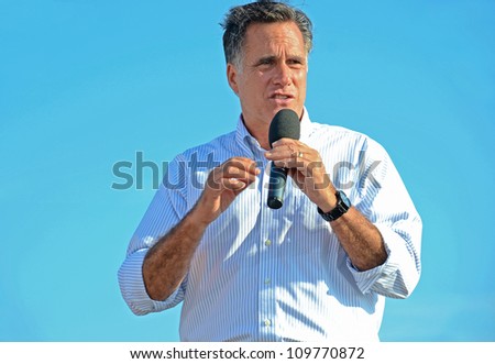 HOLLAND, MICHIGAN - JUNE 19: Mitt Romney campaign rally at Holland State Park, June 19, 2012 in Holland, Michigan.