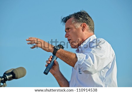 HOLLAND, MICHIGAN - JUNE 19: Mitt Romney campaign rally at Holland State Park, June 19, 2012 in Holland, Michigan.