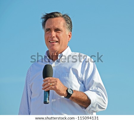 HOLLAND, MICHIGAN - JUNE 19, 2012: Mitt Romney campaign rally at Holland State Park, June 19, 2012 in Holland, Michigan.