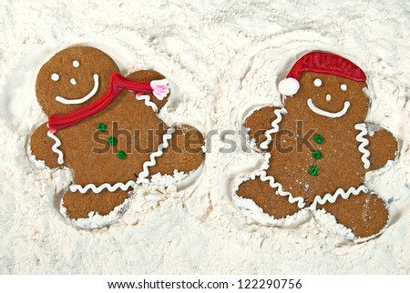 gingerbread cookies making snow angels