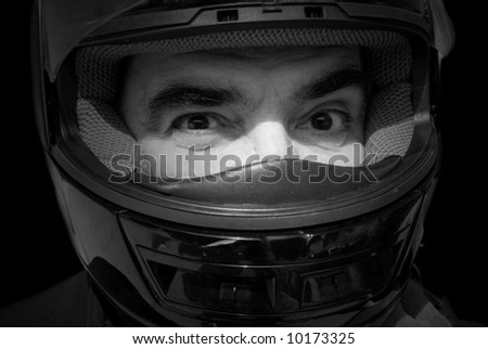 man wearing racing helmet