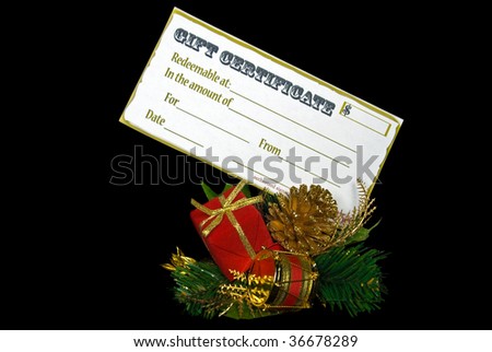 gift certificate in holiday decoration