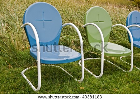rain puddles on outdoor chairs
