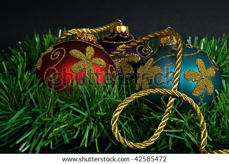 christmas ornaments with gold rope