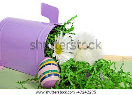 easter chick with eggs in mailbox
