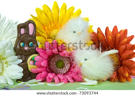 easter bunnies and chicks and eggs. easter bunnies and chicks and