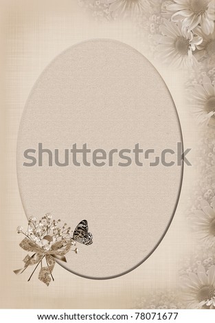 stock photo butterfly on bridal bouquet with oval frame