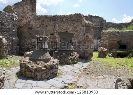 Ancient kitchen kilns used to cook food for a restaurant in Pompeii