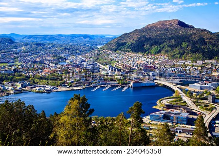 Center, park and lake in Bergen, Norway
