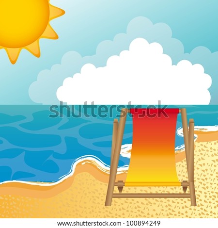 landscape beach with chair background. vector illustration