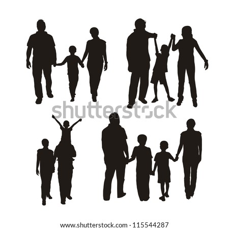 family silhouette isolated over white background. vector illustration