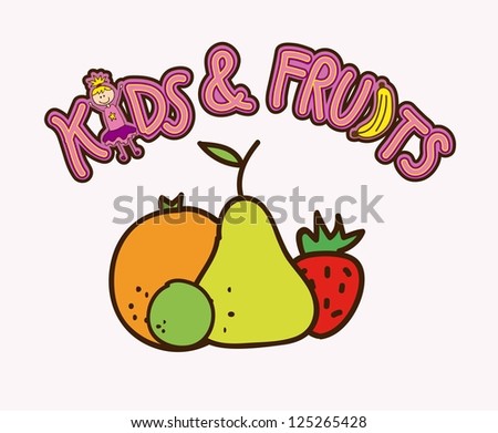 Fruits Drawing Over White Background. Vector Illustration - 125265428