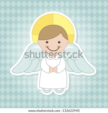 angel cartoon over blue background vector illustration angel cartoon over blue background vector illustration