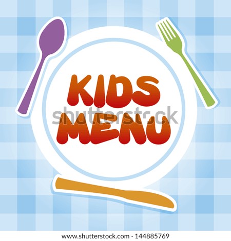 kids menu over tablecloth background vector illustration kids menu over tablecloth background vector illustration
